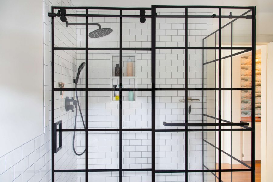 grid patterned shower door