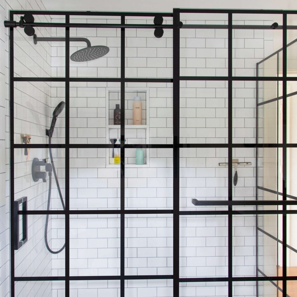 grid patterned shower door