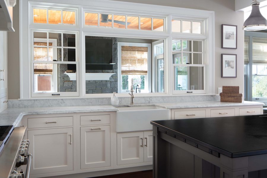 white windows with beige cabinet