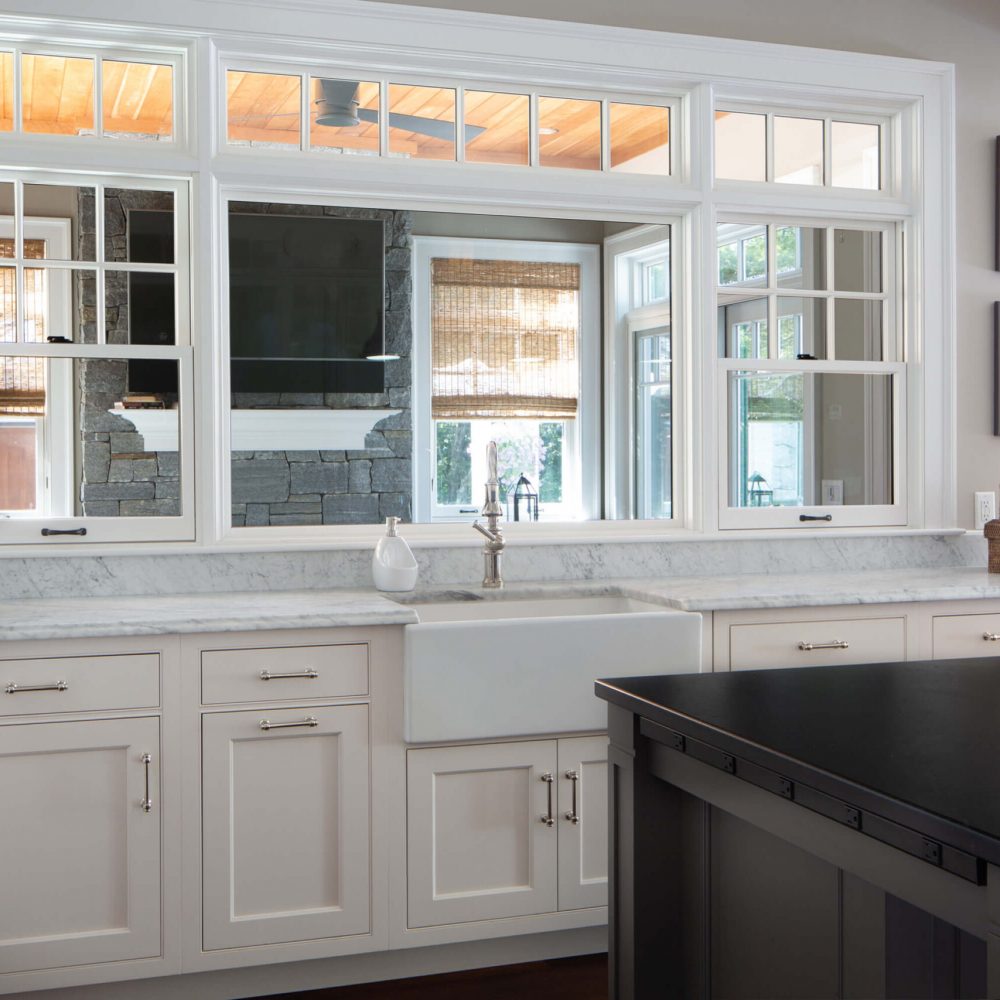 white windows with beige cabinet